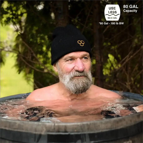 The Wim Hof Icebarrel XL ice bath with chiller;The Wim Hof Icebarrel XL for tall guys deminsension;The Wim Hof Icebarrel XL economical ice bath;The Wim Hof Icebarrel XL in the Wim Hof experience center