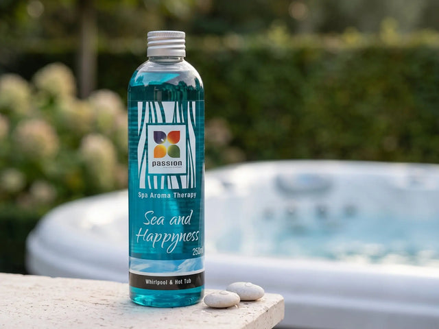 Passion Sea and Happiness – spa aroma in een gestileerde productafbeelding