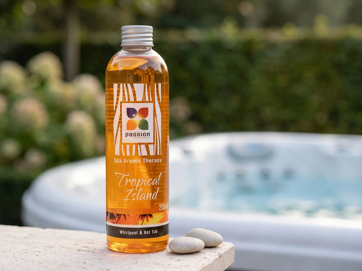 Passion Tropical Island – spa aroma in een gestileerde productafbeelding