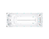 Witte zwemspa met zitplaatsen en jets, modern ontwerp voor jacuzzi buitengebruik, swimspa ideal voor sport en ontspanning,.