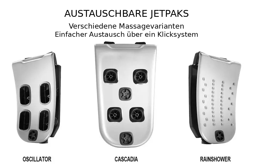 Austauschbare JetPaks mit verschiedenen Massagevarianten