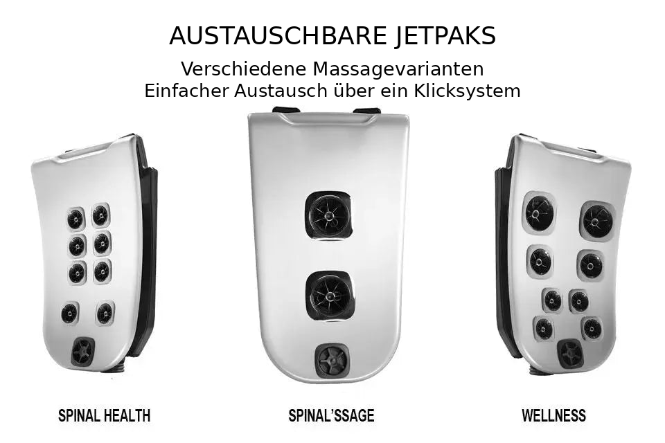 Austauschbare JetPaks mit verschiedenen Massagevarianten