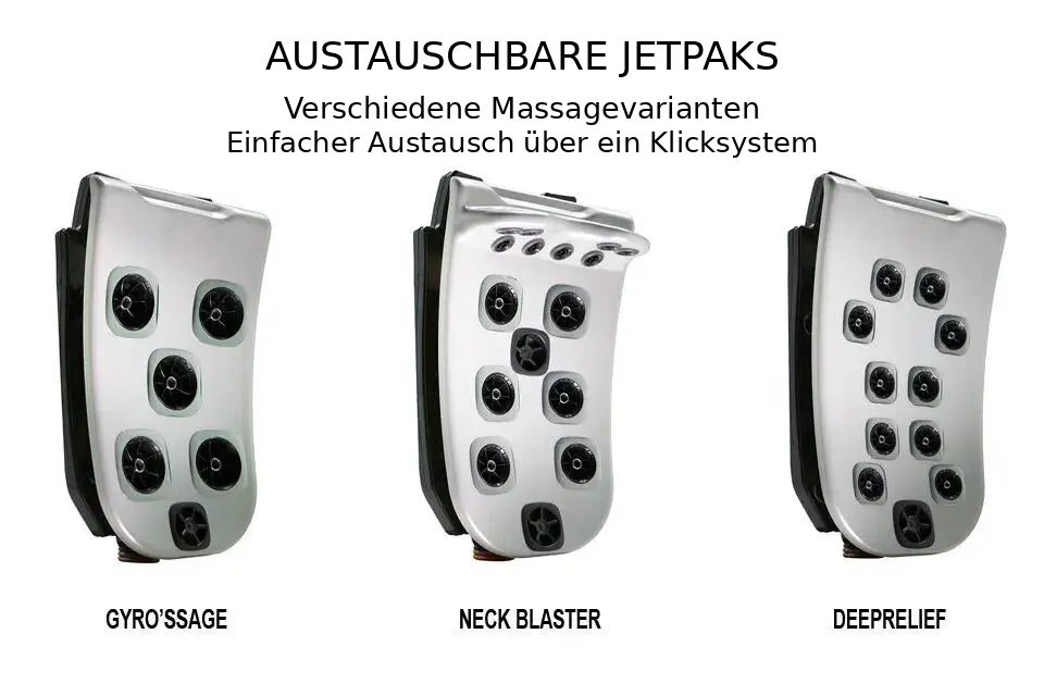 Austauschbare JetPaks mit verschiedenen Massagevarianten