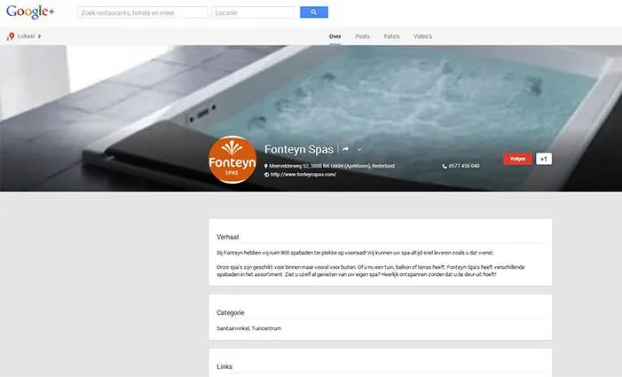 Volg de Fonteyn Spas op Google Plus!